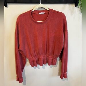 Zara Coral Cropped Sweatshirt